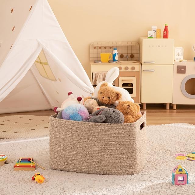 TEMU 22x17x12" Cesto de Armazenamento Extra Grande 75L com , Reutilizável - Organizador de Roupas e Cobertores para Sala, Quarto ou Guarda-Roupa, Caixote para Arrumação Doméstica