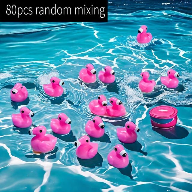 TEMU 35pcs/80pcs Solid Rose Flamingo Resin Figurine, Flamingo Miniature Figurine - Made Of Resin, Ideal For Home Decor, Garden Gardening, Outdoor Party Decorations And Gifts