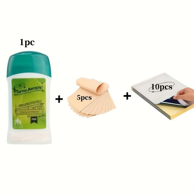 TEMU 16pcs Tattoo Transfer Kit, Includes Transfer Gel, Transfer Stencil Paper, And Silicone Practice - Perfect For Tattoo Beginners And Artists, Tattoo Supplies Accessories