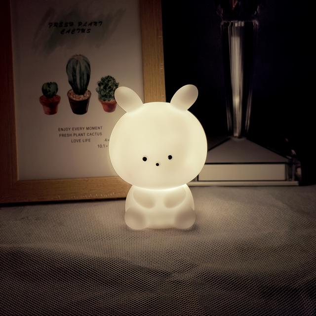 TEMU Modern Cartoon Theme Night Light - Plastic Shell Desktop Decorative Lamp, Suitable For Room Types Independent Led Lights, Button Battery Driven Switch Control