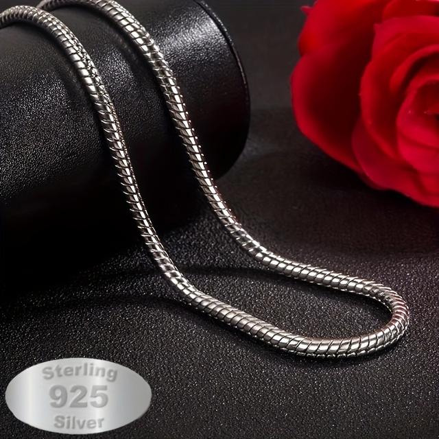 TEMU Silvery Round Snake Bone Necklace, Simple And Elegant Design, Fashionable And Universal, Unisex, , Perfect Gift For Couples/parents/ , With Gift Box, Buy 3 Get 1 Free