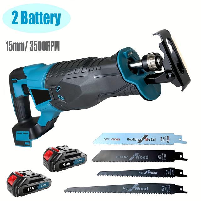 TEMU Scie Sauteuse à Batteries 2 Pièces Compatible avec Batterie Makita 18V, 4 Lames Incluses, 3500 tr/min, Scie Électrique Multiruban pour Bois, Métal et PVC