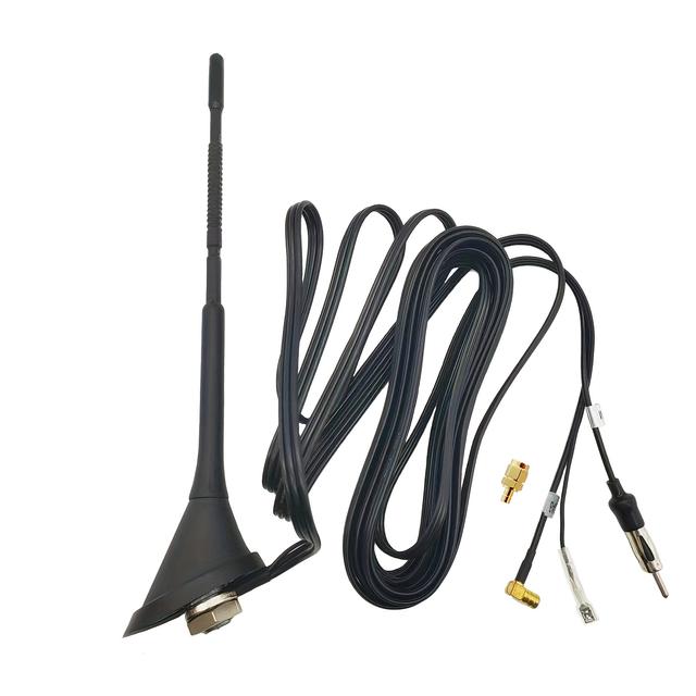 TEMU Antena universal para coche con DAB y capacidades FM/AM, con conector SMA//DIN y cable de 5M/16.4 pies, adecuada para radios FM y DAB de marcas como , Pioneer, Alpine y JVC, sin batería