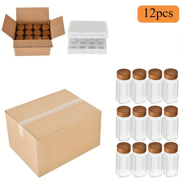 TEMU 12-pack 4oz Acacia Wood Pepper Shakers | Glass Condiment Containers, Home Organization, Kitchen Storage, Food Supply Equipment, Tableware, Serving Utensils, Large Bowls With Lids