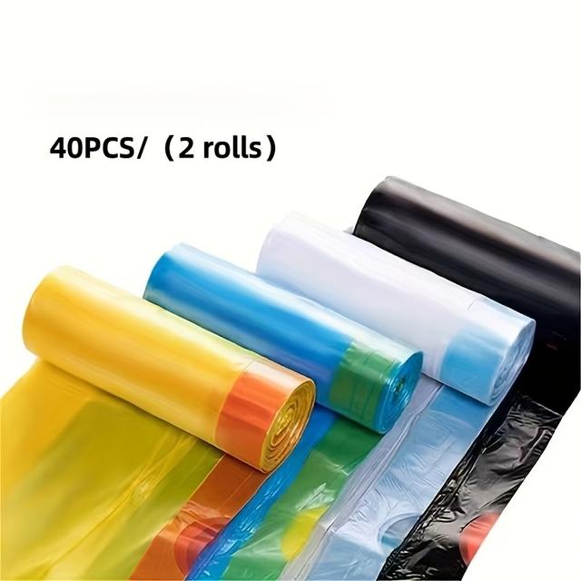TEMU 40pcs (2 Rolls) / 100pcs (5 Rolls) / 200pcs (10 Rolls) Drawstring Trash Bags - Suitable For Household, Kitchen, Bedroom Garbage Disposal, Trash Can Liners - 4 Gallon