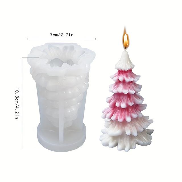 TEMU 1 pezzo, Stampo in Silicone per Candele Albero di Natale 3D con Foglie Piccole, Stampo per Candele in Gesso Aromaterapico, Stampo per Candele Albero di Pino in Pietra Espansa Fai da Te