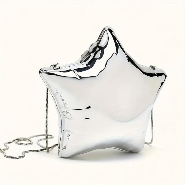TEMU Bolso bandolera reflectante con forma de estrella y , billetera novedosa estilo celebridad, clutch de de Y2K para mujer
