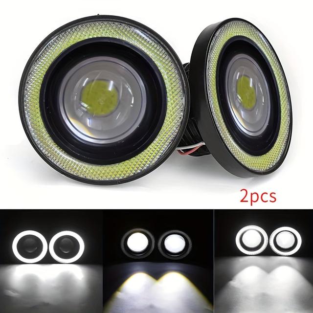 TEMU 2/4pcs 3.5inch 12v Car Universal Cob Led Light Car White Yellow Blue Red Green Angel Eyes Diy Installation, Eye Modification Kit, For Motorcycles/pickups, Thanksgiving Gift
