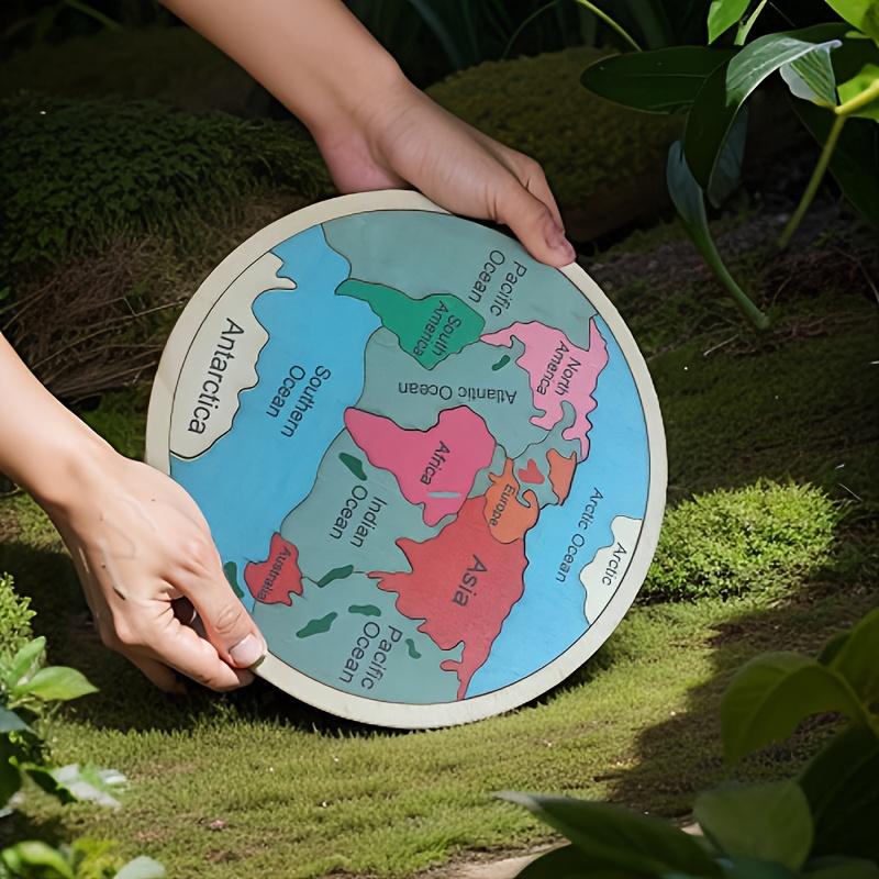 TEMU Wooden Continents Color Puzzle, Geography Puzzle Learning Geometric Toy Gift, Educational Gift
