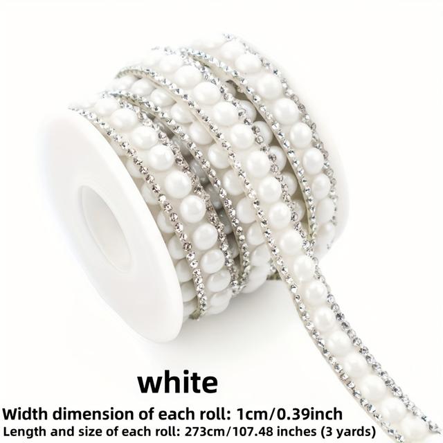 TEMU 1 Roll Of 3-yard Ceramic Self-adhesive Rhinestone Strip Rhinestone Sticker Clothing Accessories Diy Suitable For Car Daily Necessities, Festivals, Weddings, Gift Decoration