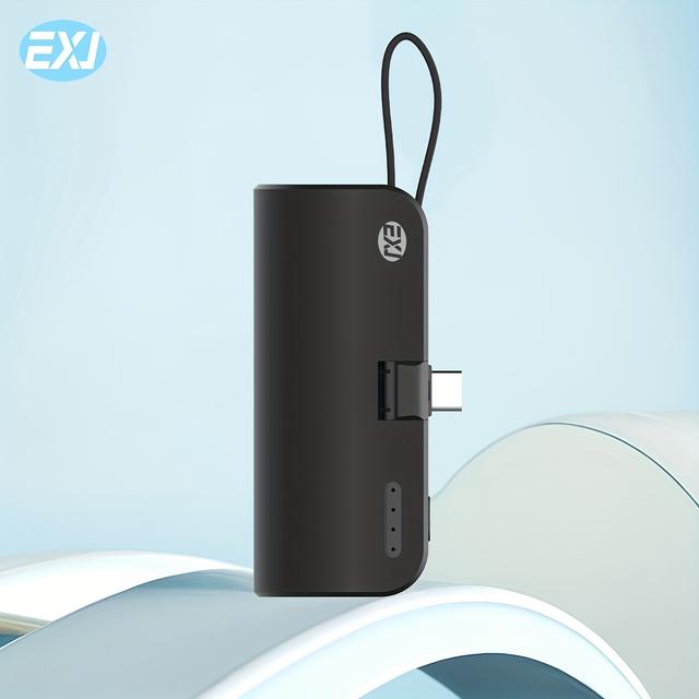 TEMU EXJ-5000mAh Mini Tragbarer Powerbank, Ausgestattet mit Dual USB Type-C Anschlüssen, Mini-Ladegerät Lithium-Polymer-Akku, Inklusive Taschenlampe, Kompatibel mit einigen iPhone- -Geräten