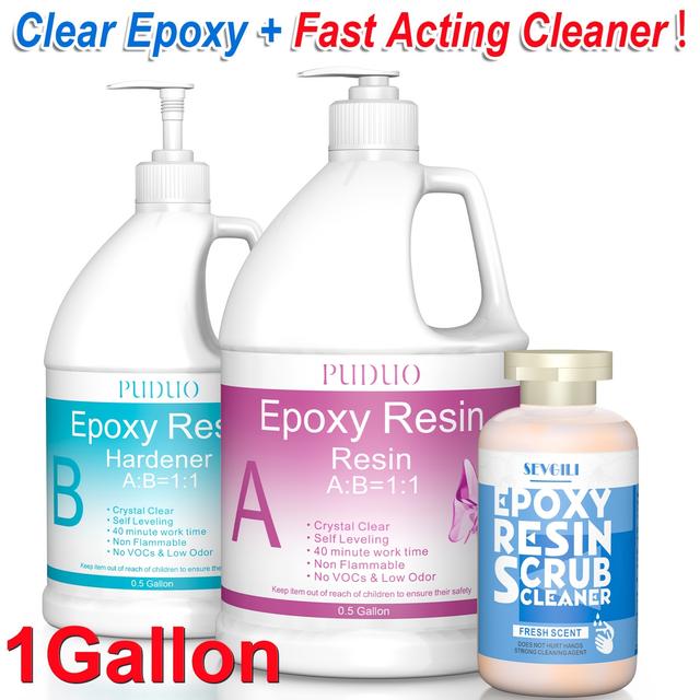 TEMU 1-gallon Ultra-fast Drying Epoxy Resin Kit - High , Bubble-free, Non-yellowing, , Low-odor | 2-part Fast-curing Casting Resin, Perfect For Coating, Casting, & Diy Craft Projects