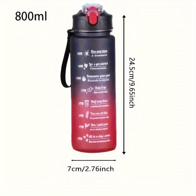 TEMU 3-pack/1-pack/2-pack Large Capacity Motivational Water Bottle With Time Marker, Leakproof, 32oz/64oz, With Durable Carrying Strap, For Fitness, Gym, Outdoor Sports