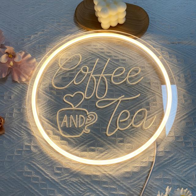 TEMU LIUYANG Letrero de Neón para Café y Té, de Pared de Neón Grabado en 3D, Iluminación Decorativa para Bares, Cafeterías, y Fiestas