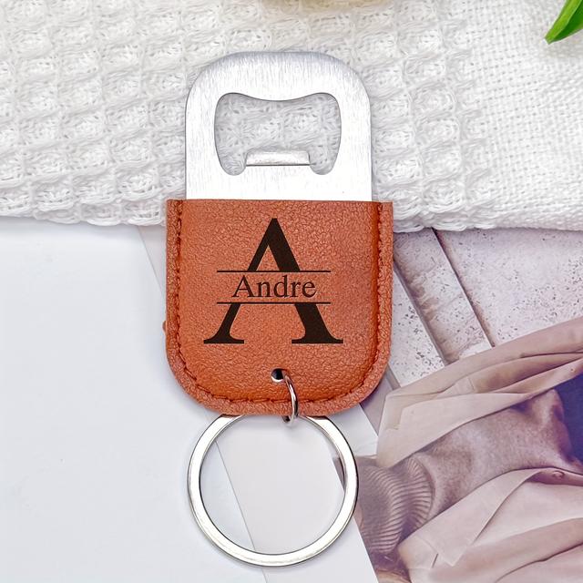 TEMU Christmas Gift, Holiday Present - Personalized Leather Bottle Opener With Custom Name For Father, Boyfriend Or Girlfriend