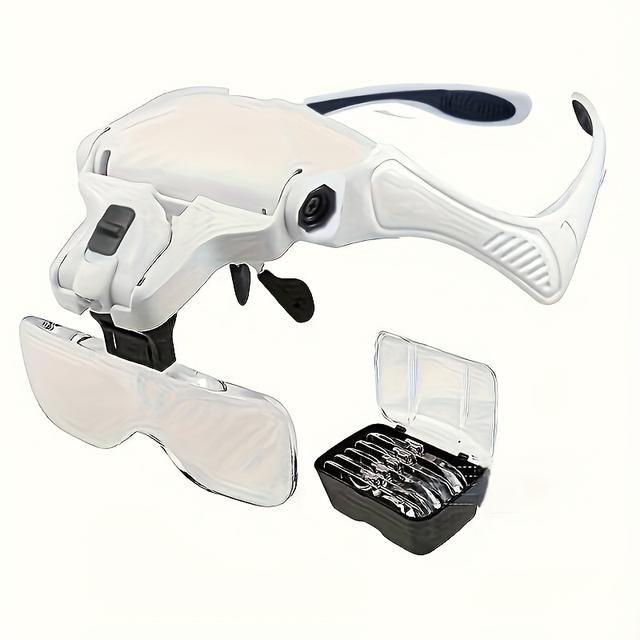 TEMU HOTU 5 lencsés fejlámpa kézi olvasó nagyító, ékszer nagyító, ingyenes könnyű olvasáshoz/elektronikai javításhoz/ékszerkészítéshez (elemek nincsenek benne)