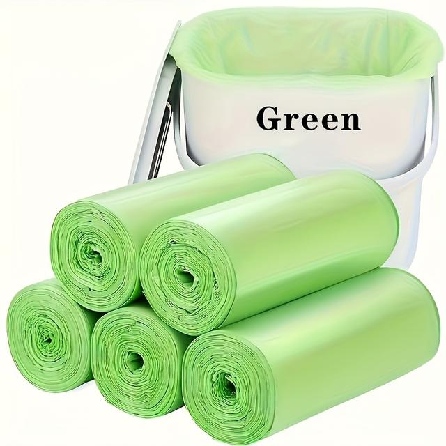 TEMU 5 Rolls Of 100pcs Green Trash Bags, , Suitable For Home, Kitchen, Commercial, School, Office, Outdoor, Bathroom, Disposable, Green, Office Supplies, Plastic Structure, Trash Can Liner