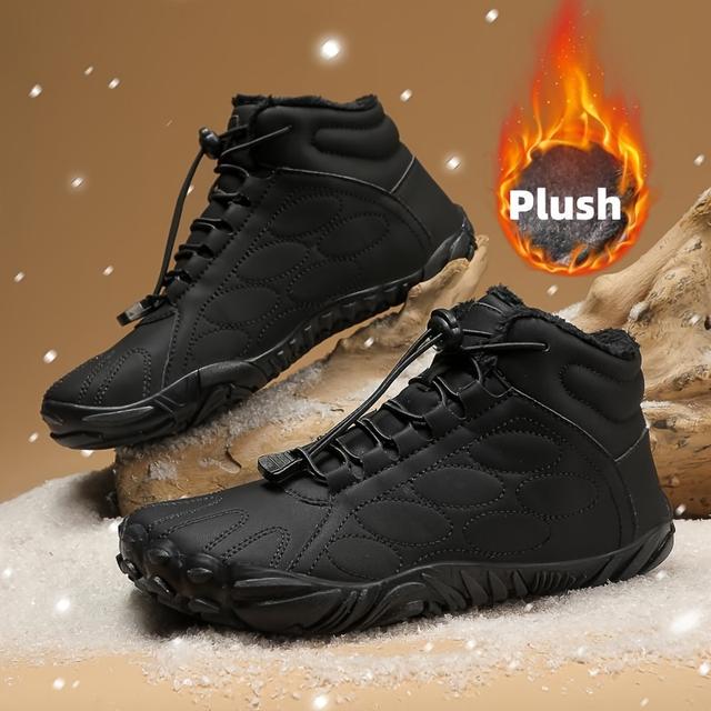 TEMU Women's Winter Snow Boots Barefoot- Warm Fleece-lined, Non-slip, High-top For Hiking & Outdoor Activities