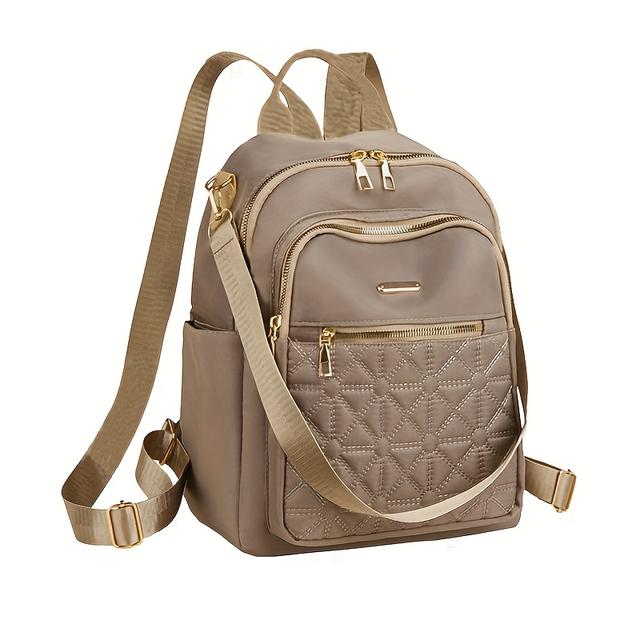 TEMU حقيبة ظهر للجنسين - تصميم أنيق باللون البيج المحشو، عدة أقسام وأدوات ، سفر غير رسمي واستخدام للرجال والنساء، حقيبة ظهر للسفر