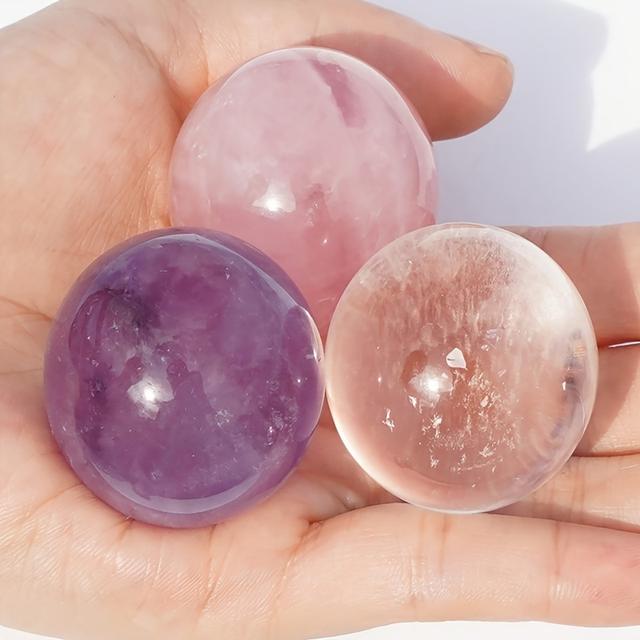 TEMU 3-teiliges Set 25mm Polierte Kristallkugeln, Rosa Quarzkristalle, Rohpoliert, Deko-Geschenke, Lila -Kugeln für Zuhause