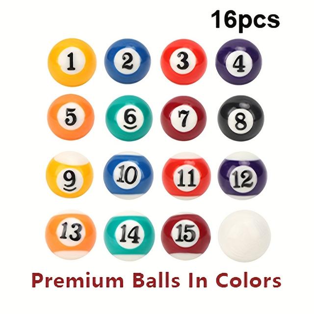 TEMU A Set Of 16 Billiard Balls, With A Diameter Of 2.5 Cm / Inches, Perfect For Casual Games Of Pool. Convenient For Outdoor Use, Ideal For Billiards Enthusiasts