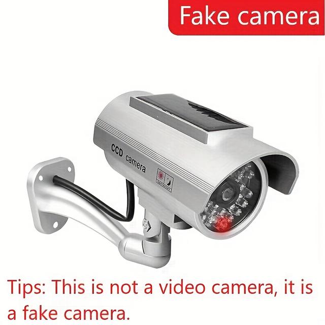 TEMU Simulated Camera Solar Powered Fake Monitor Fake Camera Ip44 With Led Flashing Simulated Security Monitoring Camera