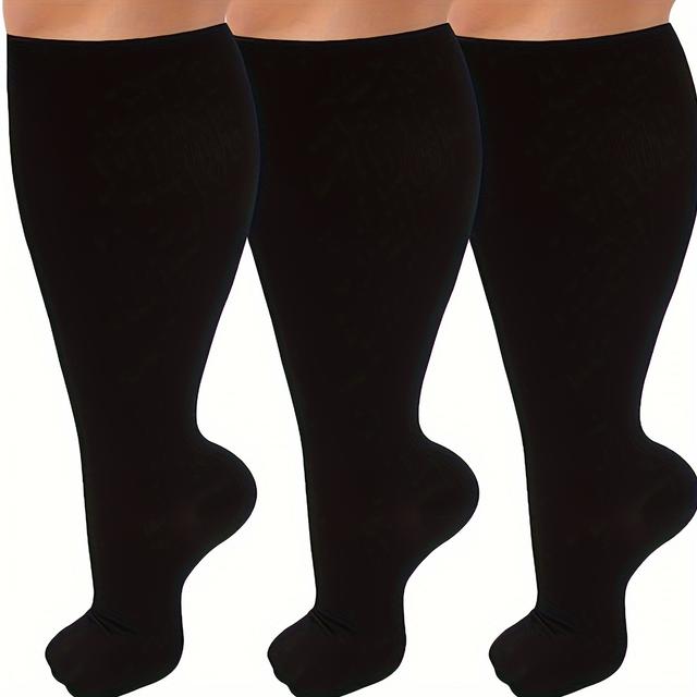 TEMU 3 Pairs Plus Size Compression Socks, Stretchy Easy , Comfortable For Running, Cycling, Climbing, Outdoor Activities