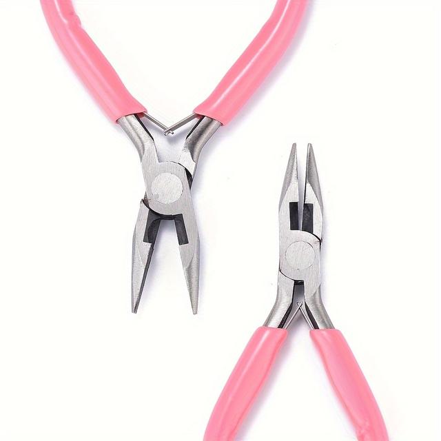 TEMU 45" Pink Jewelry Pliers With Round Nose And Serrated Edge For Wire Cutting And Polishing
