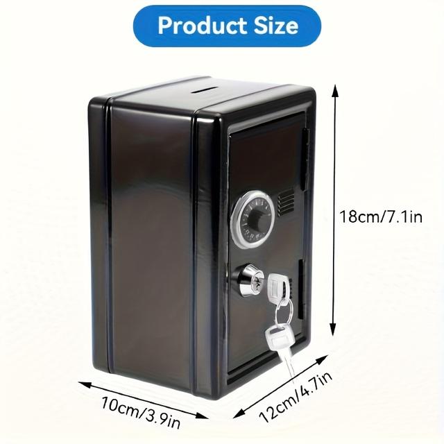 TEMU Heavy-duty Metal Safe Box With 2 Keys Lock - Large Capacity Combination Lock Deposit Vault, 4.7x3.9x7.1 Inch Cash, - & Office Safe Storage Container