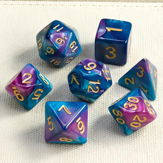 TEMU 7-teiliges Polyeder-Würfelset, gemischte Acrylwürfeln für Brettspiele, ähnliche Spielerlebnisse bei Versammlungen Festen wie Halloween oder Weihnachstgeschenke sowie Dungeons & Dragens Rollespiel