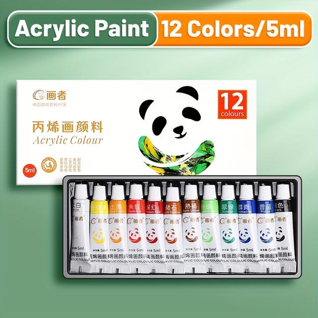 TEMU Waterproof Acrylic Paint Set - 12/18/24 Vibrant Colors, 5ml Tubes, Non-toxic & Kit For Diy Crafts, Canvas, Rock, Wood, Wall & Ceramic - Ideal Gift For Artists & Hobbyists
