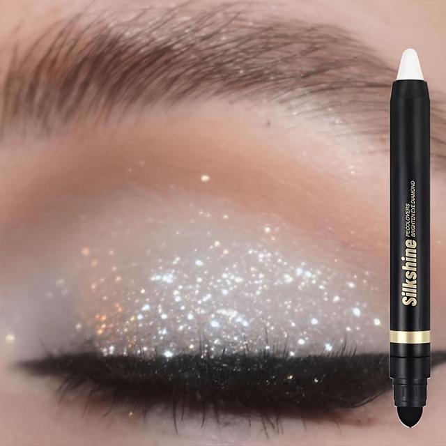 TEMU قلم ظلال عيون بخَطَّتَيْن معدني لامع بلون أخضر وبني، قلم هايلايتر لامع بإسفنجة، ظلال عيون فائقة التصبغ طويلة الأمد