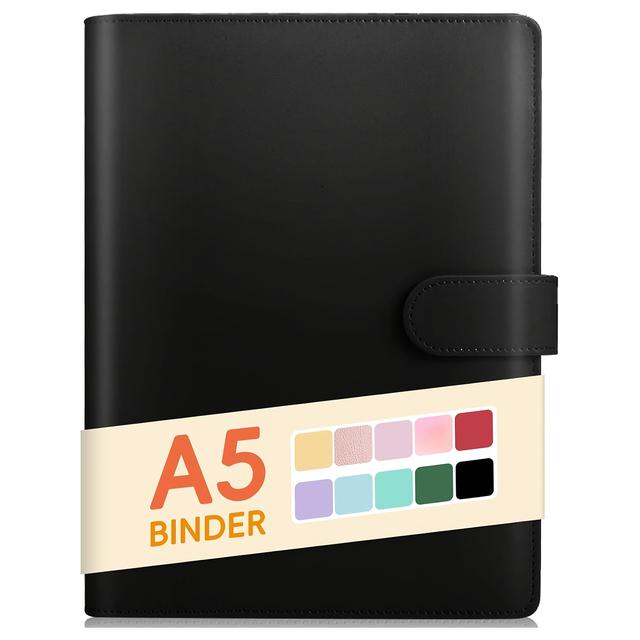 TEMU Carpeta A5 de 6 Anillas, Cuaderno Recargable con Cubierta, Organizador Pequeño de Cuero PU para Presupuestos, Diarios, Fotos, Recetas, Carpeta de Estética con Cierre Magnético