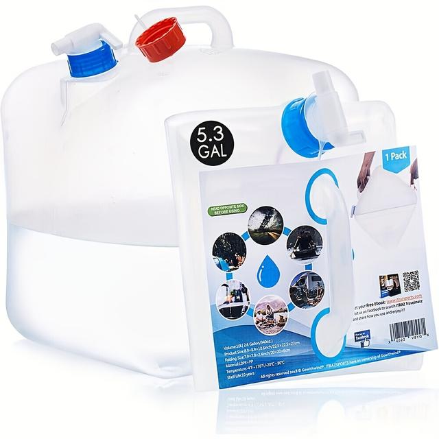 TEMU 5.3gal Food Grade Ldpe4 Water Storage Jug Foldable Collapsible Water Container Camping W/spigot