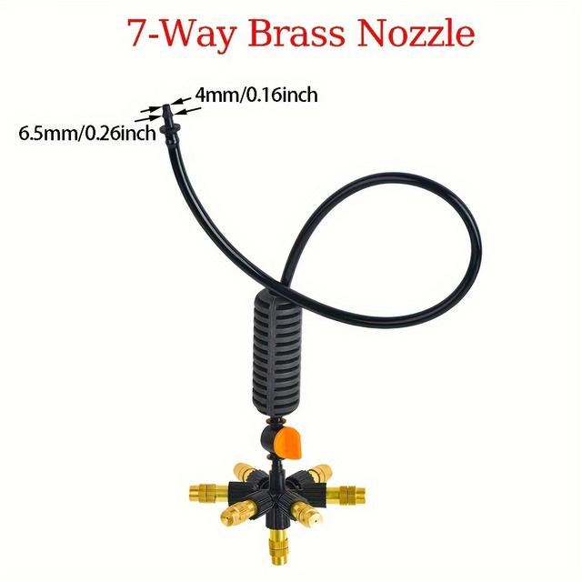 TEMU Hanging 1/5/7 Way Adjustable Brass Plastic Sprayer Kit Rotating Sprinklers Nozzle For Drip Irrigation House Humidificatin