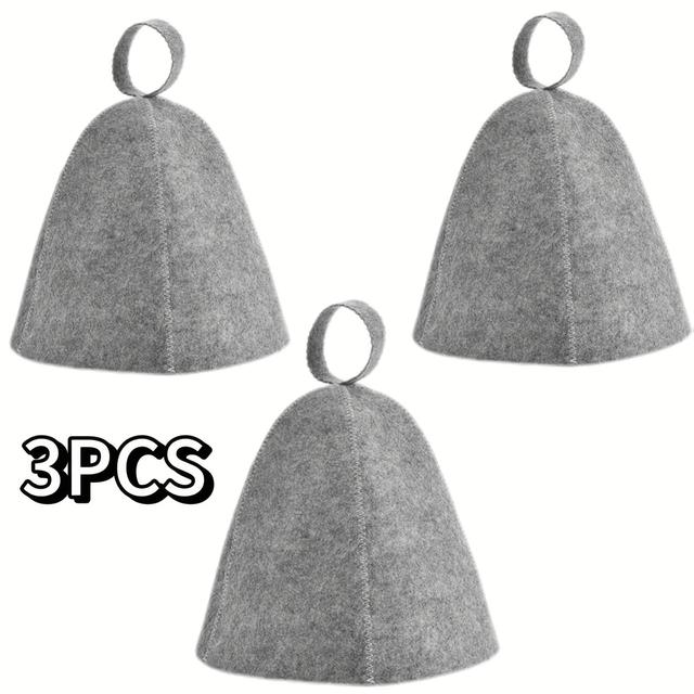TEMU 3 st grå saunafiltshattar (27,,1 tum) med snygg enkel design, snabbtorkande och fuktavvisande, spa-bad-saunatillbehör, skadefria torrtvättshattar med slinga för enkel användning