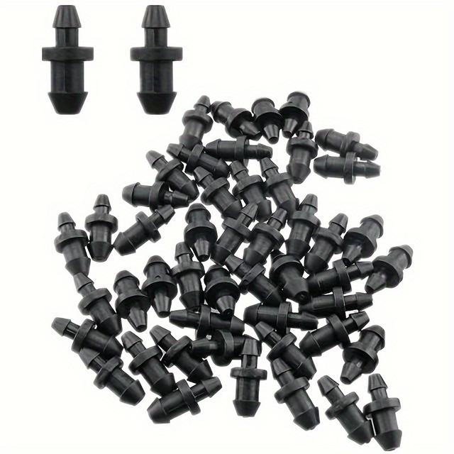 TEMU 50 darabos fekete műanyag csepegtető öntöző tömlődugó, 1/4 hüvelykes tömlővégi csatlakozó kerti öntözőrendszerekhez, univerzális menettel, kompatibilis az USA-ban és Európában