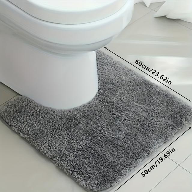 TEMU 1 U-shaped Contour Toilet Seat Cover, Bathroom Rug – Ultra Soft Microfiber Mat With Non-slip Grip For Absorbent And Fluffy Use As Door Or Pet Pad