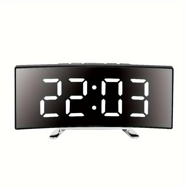 TEMU 1pc Multifunctional Creative Led Curved Alarm Clock, Silent Smart Desktop Clock, Christmas, Valentine's Day, New Year Holiday Gift