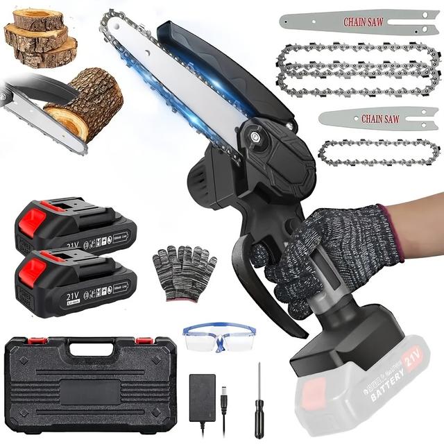 TEMU 4+6インチ電動ソーブレード、バッテリー付きミニノコギリ2個セット、携帯用片手操作ミニ電動ノコギリ - 枝・庭木・家庭用木材切断に最適、ガーデナーとDIY愛好家向けの剪定ノコギリ