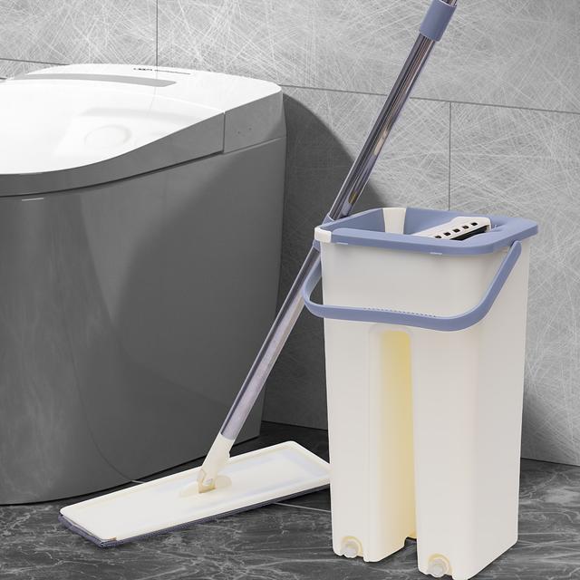 TEMU OUKANING Felmosó Készlet Vödörrel, 2-in-1 Tisztítóvödör és Felmosó, Padlófelmosó Készlet 10 Mikroszálas Párnával, Csavarható Funkcióval, Laminált, Parketta és Kemény Padlókhoz