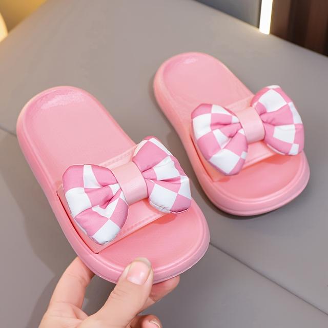 TEMU 2025 Spring/summer New Plaid Slippers Girls' Summer Soft-soled Non-slip Slippers Girls' Bathroom Bathing Outdoor Beach Holiday Sandals