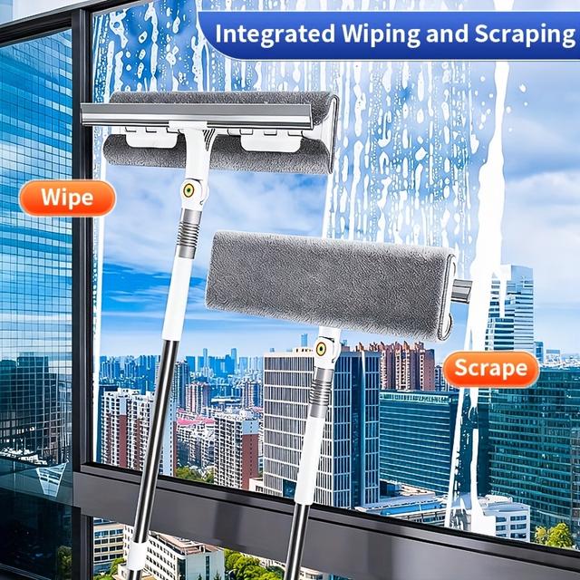 TEMU Window Cleaning Tool With Long Handle, Indoor/outdoor Window Cleaning, Floor Squeegee And Window Brush, Home Cleaning Perfect For High Windows, Shower Doors & Windshields, Cleaning Tool