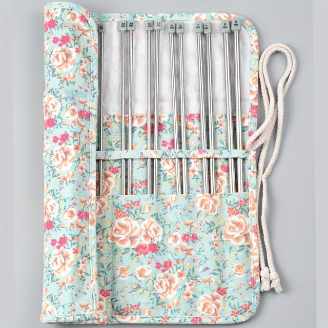 TEMU Conjuntos de de Tricô de 35Cm com Estojo, de Tricô de Ponta Única , 22 unidades de de Metal Leves para Tricô e Suporte de , de Tricô de 14 Polegadas para Iniciantes para Mantas