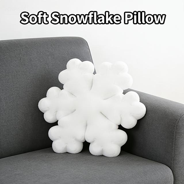 TEMU Snowflake Pillow - A Soft, Plush Cloud-shaped Pillow In Mixed Colors, Perfect For Cozy Winter Decor Room And Bedroom, A Creative Accent For , Additions | | Soft Plush Material