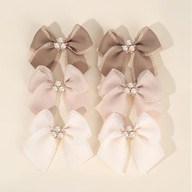 TEMU Set mit 6 kleinen, einfarbigen Haarschleifen-Clips, mit weichen Satin-Schleifen und Krokodilklemmen, perfekt als Haar-Accessoires für Geschenke, Reisen, Ausflüge und Trips