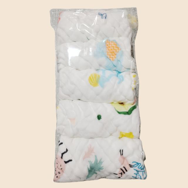 TEMU Bindimonkey 5pcs Soft & Absorbent Washcloths - Cute Printed Square Towels For , Lightweight & Light Beige-friendly For Halloween And Christmas,christmas And Thanksgiving Gifts