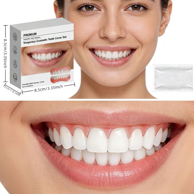 TEMU Upper And Lower Veneers, , Ideal For The, Easy To Put On And , Confidence, Unisex, And . Temporary Cosmetic Teeth Cover Set