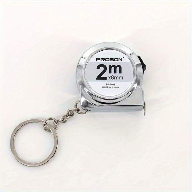 TEMU 1pc Abs Mini Steel Tape Measure Keychain, 2m Retractable Measuring Tool, Portable Household Key Ring Accessory, No Laser, Home And Diy Measurement Tool