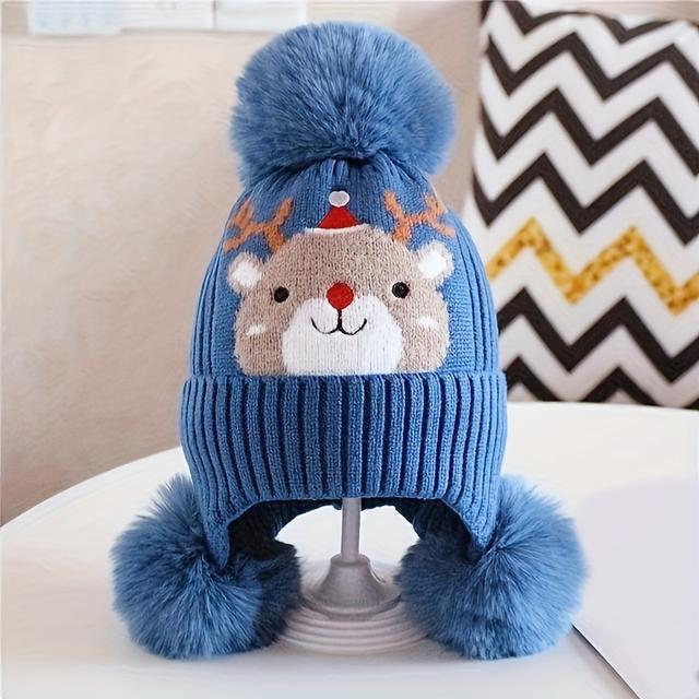 TEMU Autumn And Winter New Fashionable And Cute Christmas Elk Hat Thickened 's Warm Hat Christmas Day
